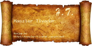 Haszler Tivadar névjegykártya